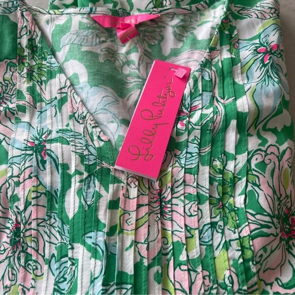LILY PULITZER FLORAL PLEATED LONG SLEEVE DRESS! Adorable! S/0 - Picture 4 of 7